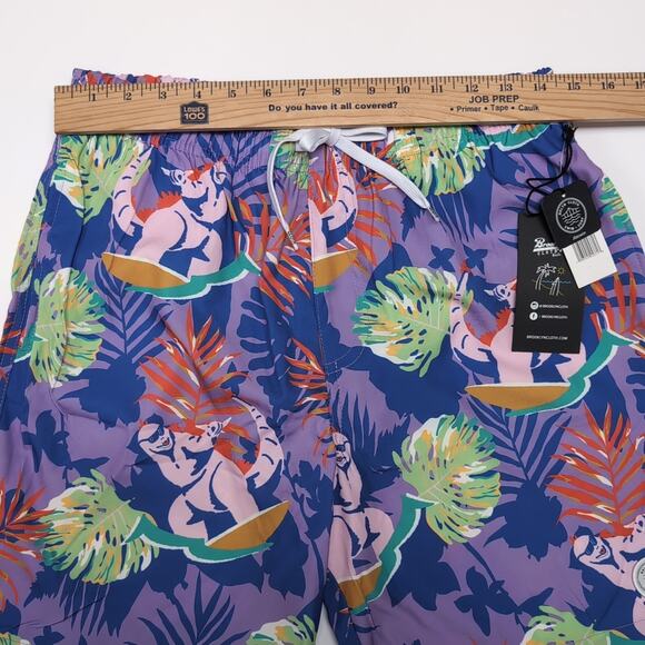 Brooklyn Cloth Co Swim Trunks Shorts Mens Size M Surfing Dinosaurs Print NEW NWT - Picture 13 of 16